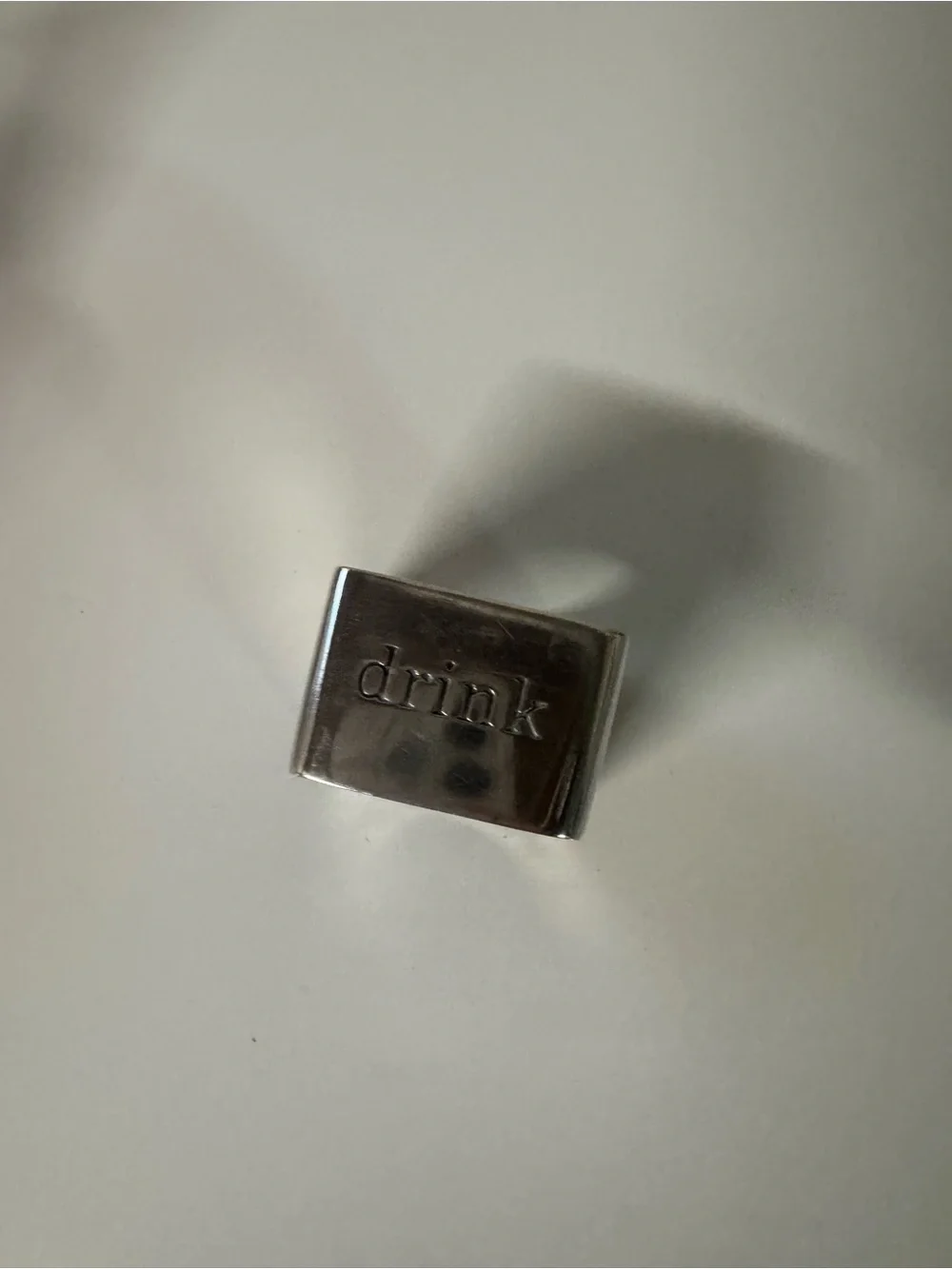 Pottery Barn Silver Stainless Steel Square Napkin Rings - Set of 6
